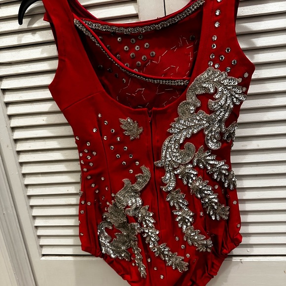 Vintage Ruby Sequin Majorette, Rhythmic gymnastics, figure skating bodysuit - Picture 2 of 14